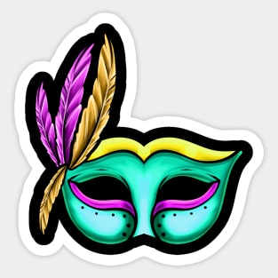 Green Mask For Mardi Gras Sticker